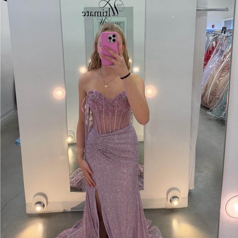 Sparkling Strapless purple Gown